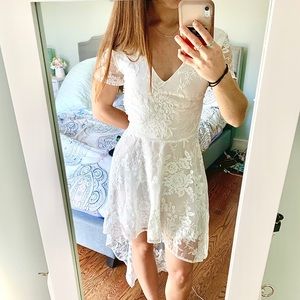 White Lace High Low Dress
